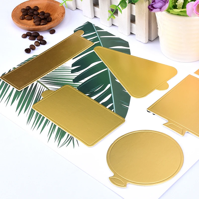 Meibum Dessert Board Base Golden Paper Plates Silver Mousse Mat 100pcs/Set Cake Cardboard Pastries Display Tray Decorative Tools