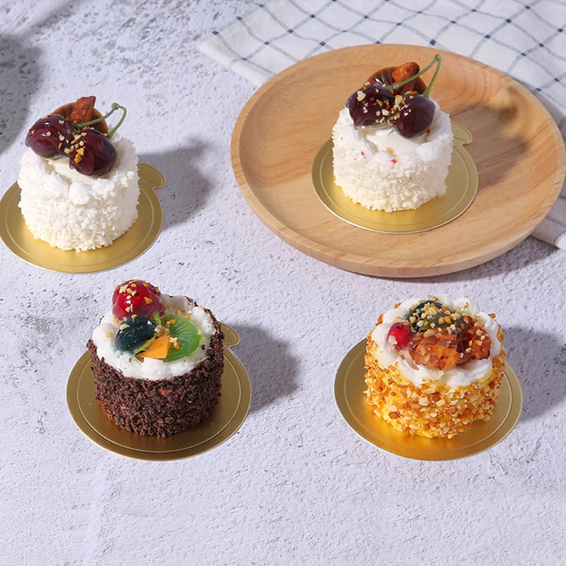 Meibum Dessert Board Base Golden Paper Plates Silver Mousse Mat 100pcs/Set Cake Cardboard Pastries Display Tray Decorative Tools