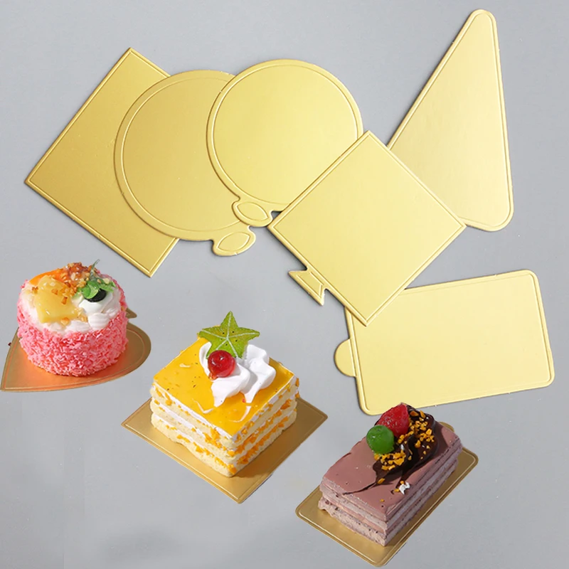 Meibum Dessert Board Base Golden Paper Plates Silver Mousse Mat 100pcs/Set Cake Cardboard Pastries Display Tray Decorative Tools