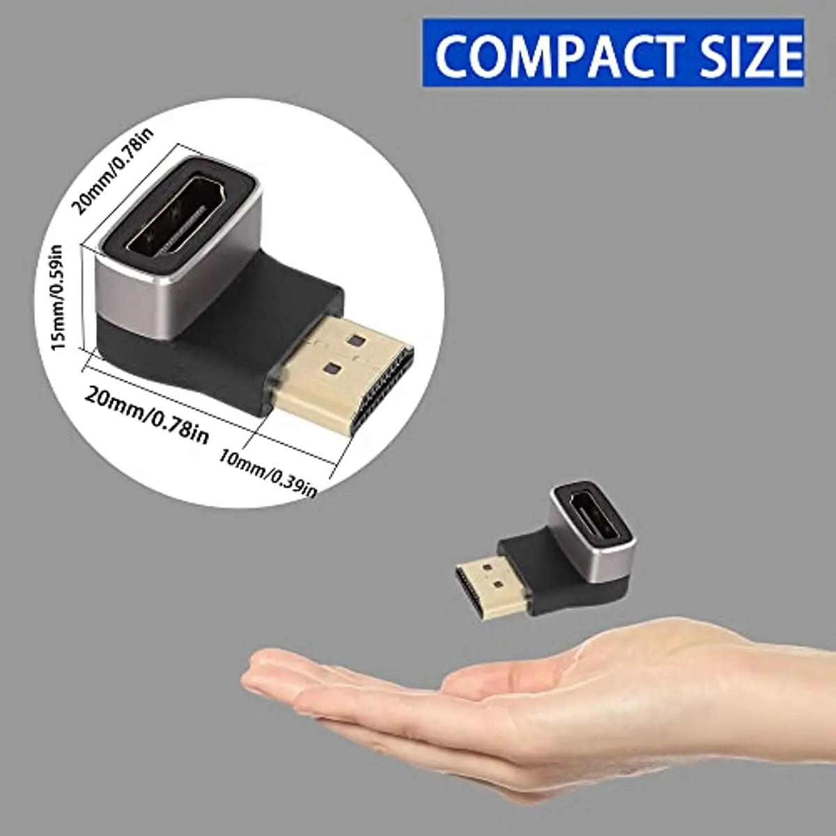 Nku 8K@60Hz/4K@120Hz HDR 90 Degree HDMI-compatible Male To Female Adapter Coupler L-Shaped Extender for Laptop PC HDTV Monitor