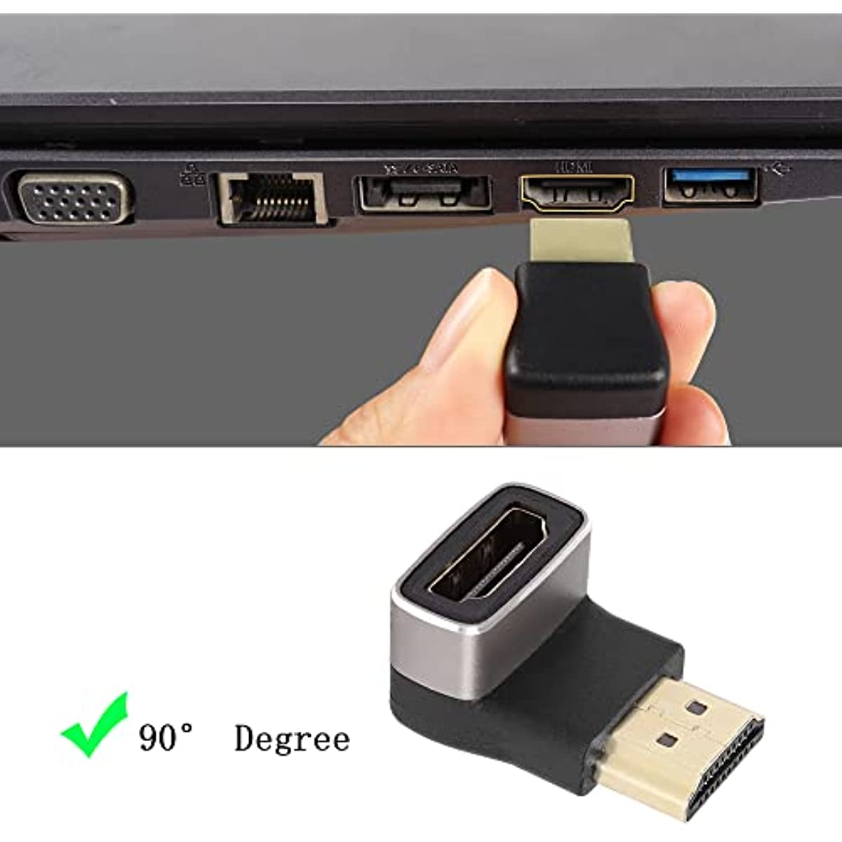 Nku 8K@60Hz/4K@120Hz HDR 90 Degree HDMI-compatible Male To Female Adapter Coupler L-Shaped Extender for Laptop PC HDTV Monitor