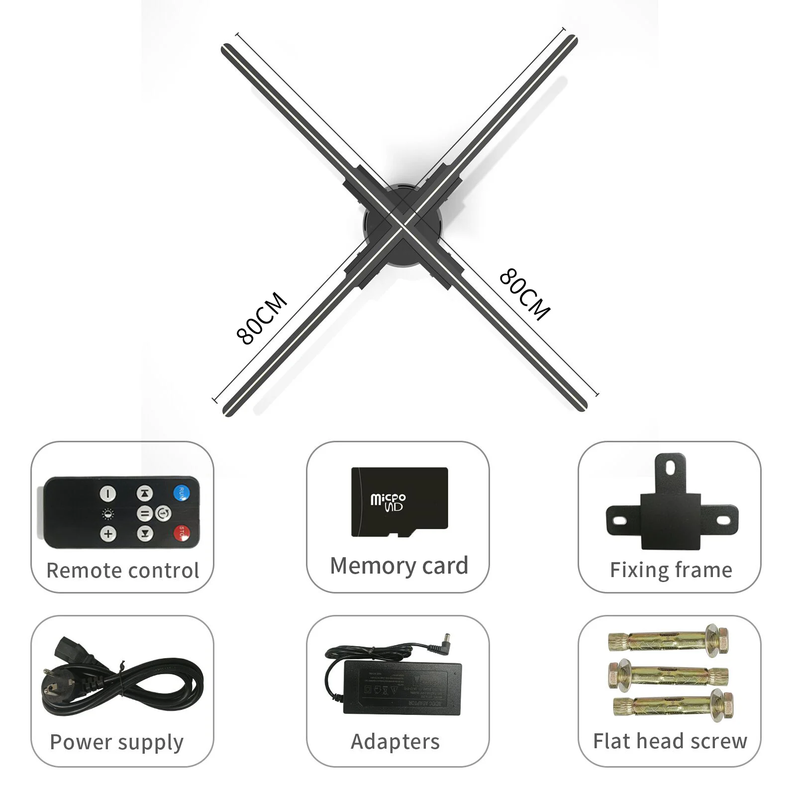 3D Fan Hologram Projector Wifi Display Advertising Logo Light Led Sign Holographic Lamp Three-Dimensional Projectors 52-80CM