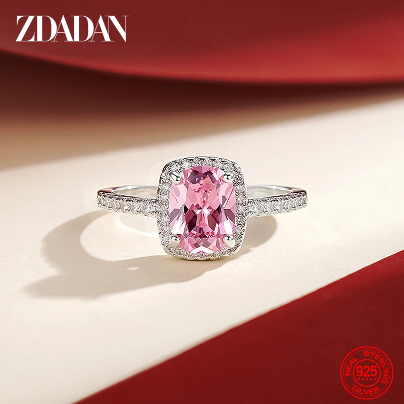 ZDADAN 925 Sterling Silver Vintage Emerald Rings For Women Wedding Engagement Jewelry