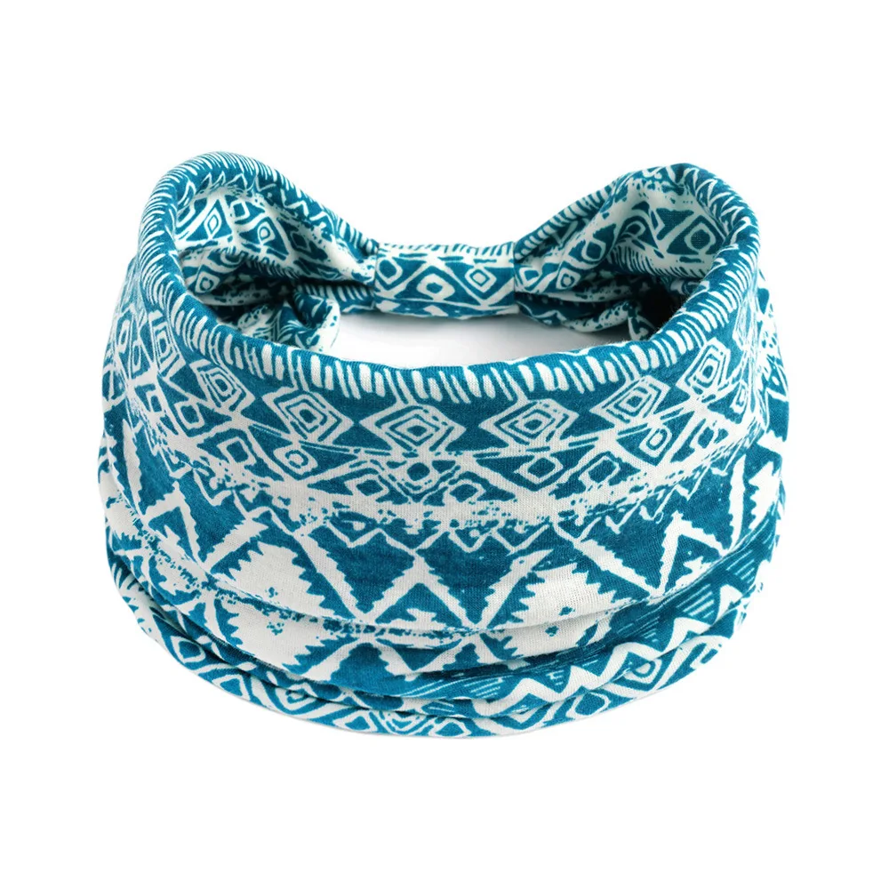 Wide Headwrap Headbands Summer Knoted Elastic Yoga Sport Print Turban Bandage Non-Slip Hair Band For Girls Hair Accessories