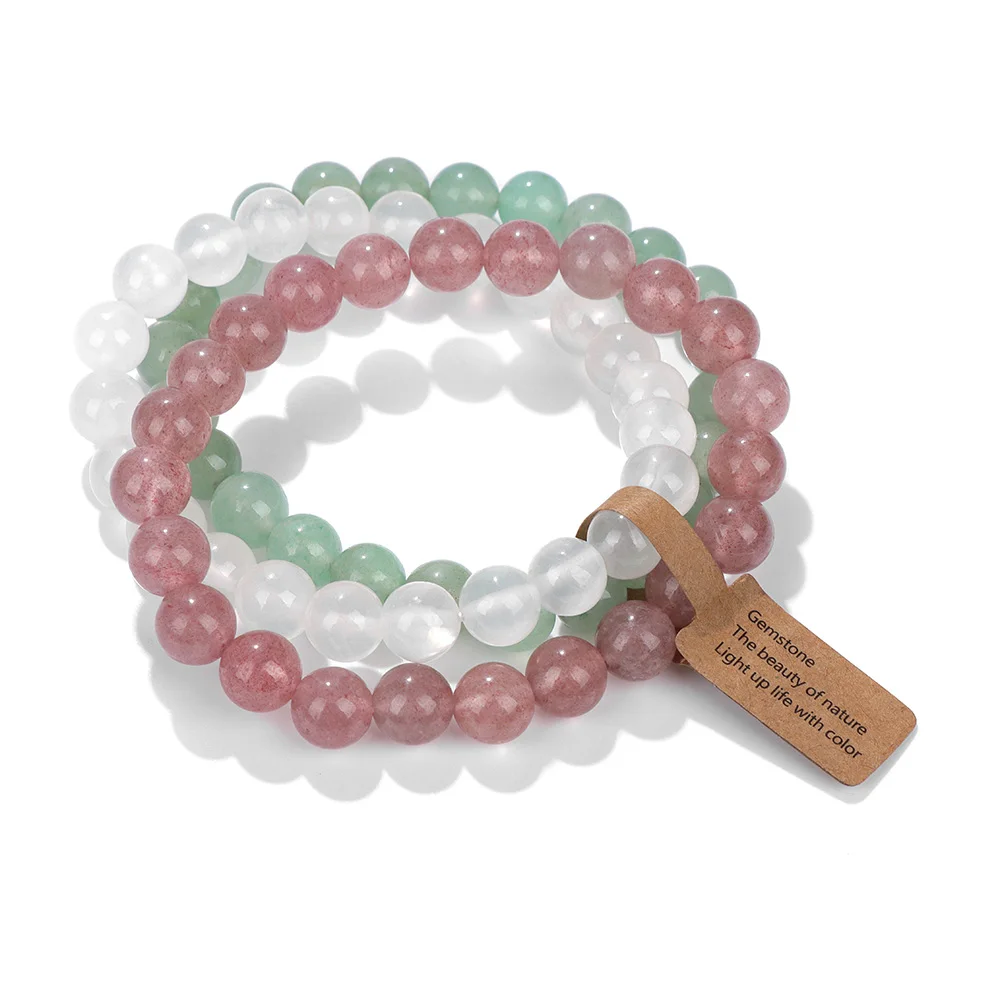 3PCS Natural Stone Bracelet Rose Quartzs Opal Turquoises Amethysts Hematite Jaspers Bracelets for Women Men Gift Jewelry Set