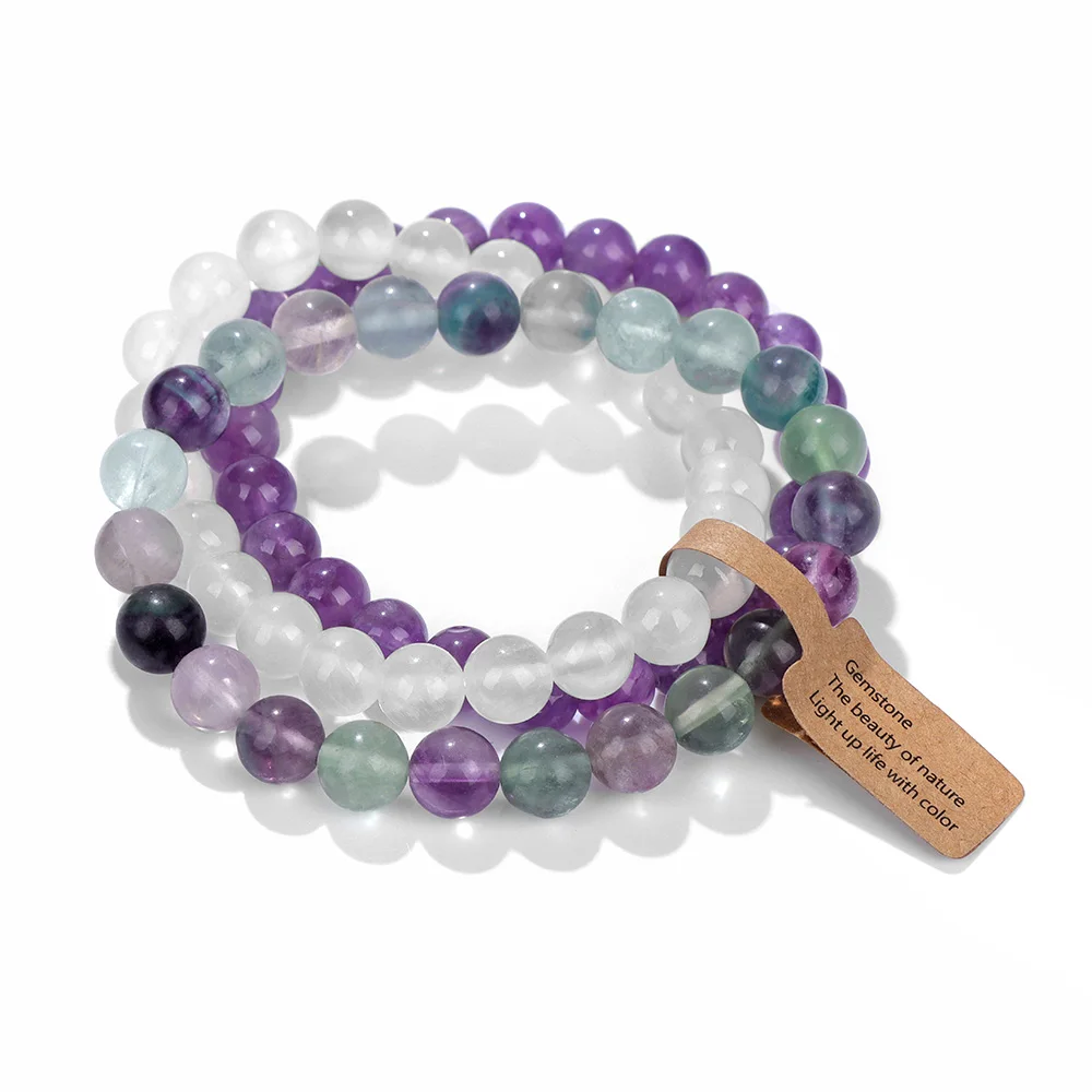 3PCS Natural Stone Bracelet Rose Quartzs Opal Turquoises Amethysts Hematite Jaspers Bracelets for Women Men Gift Jewelry Set