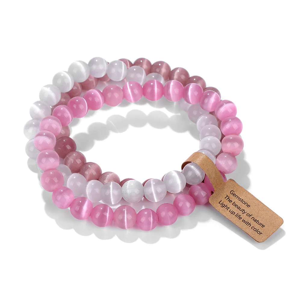 3PCS Natural Stone Bracelet Rose Quartzs Opal Turquoises Amethysts Hematite Jaspers Bracelets for Women Men Gift Jewelry Set