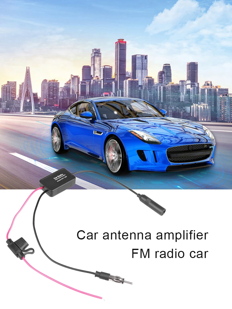 Kebidumei 12V Car Radio Antenna FM/AM Radio Signal Amplifier Booster Car Antenna Aerials 80-108MHz For Marine Boat Auto