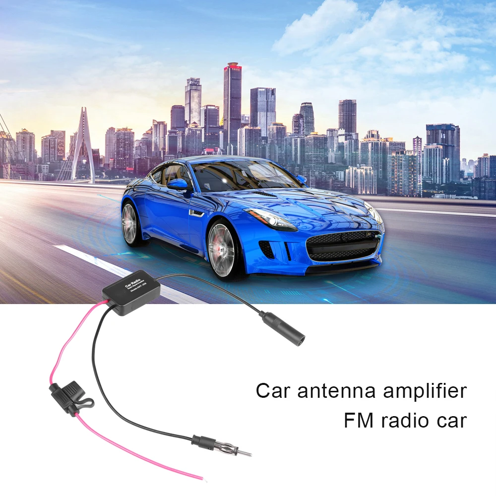 Kebidumei 12V Car Radio Antenna FM/AM Radio Signal Amplifier Booster Car Antenna Aerials 80-108MHz For Marine Boat Auto