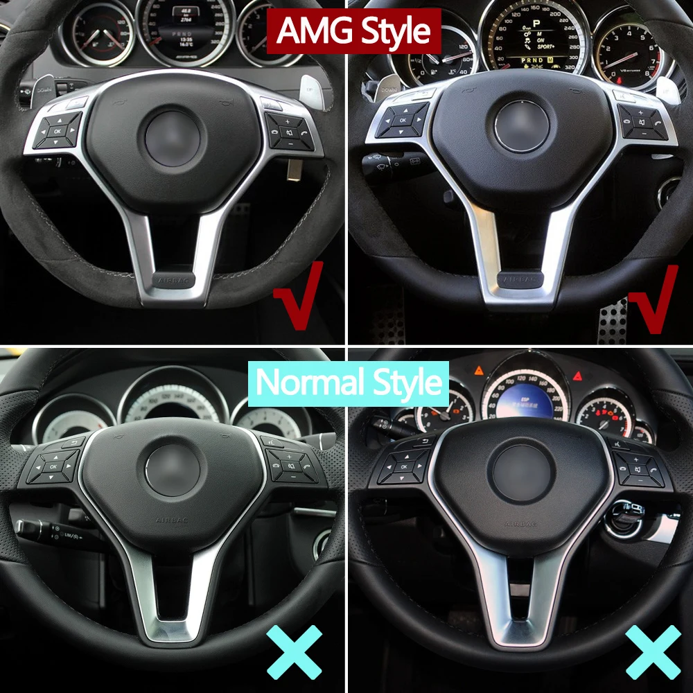 Car Steering Wheel Chrome Trim Cover For Mercedes Benz AMG C E GLK GLA CLA Class W176 W204 W212 W156 W218 A09946400139107