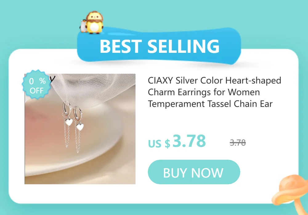 CIAXY Silver Color Heart-shaped Charm Earrings for Women Temperament Tassel Chain Ear Buckle Korean Fashion Jewelry