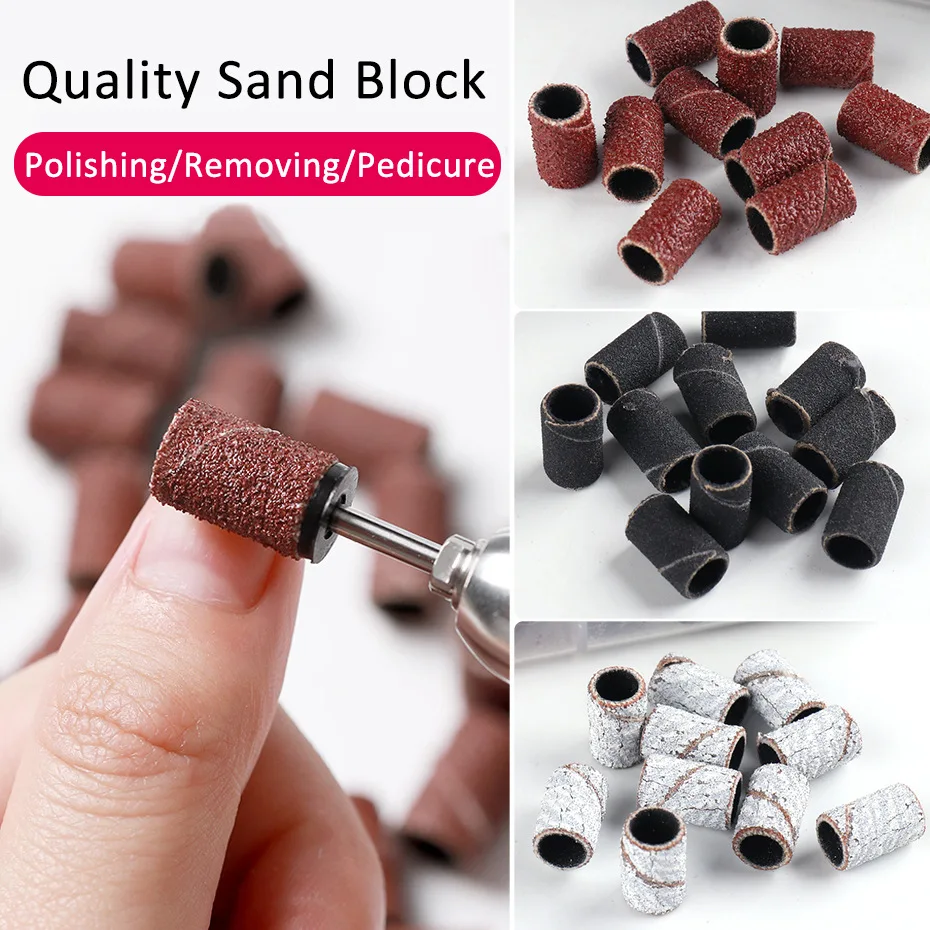 50/100pcs Nail Sanding Ring Bands Electric Manicure Nail Drill Bits 80/120/180/240 Grit UV Gel Polish Removal Accessory Tool