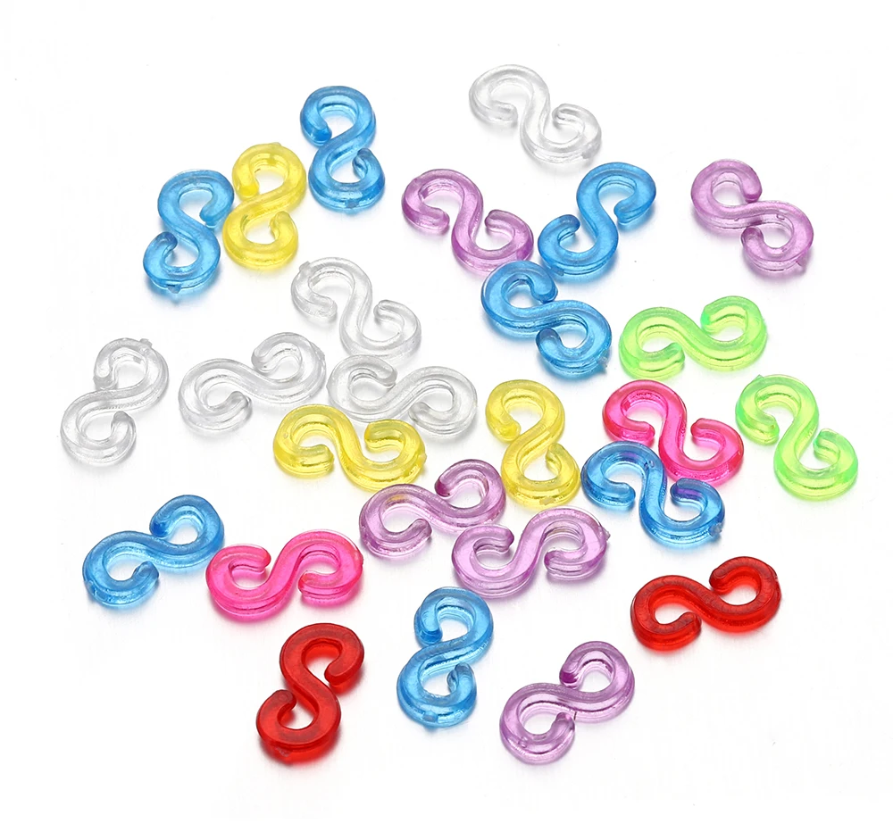 500pcs 11x6mm Colorful Rubber S Clips Connector Clasp Hook for Jewelry Making DIY Findings