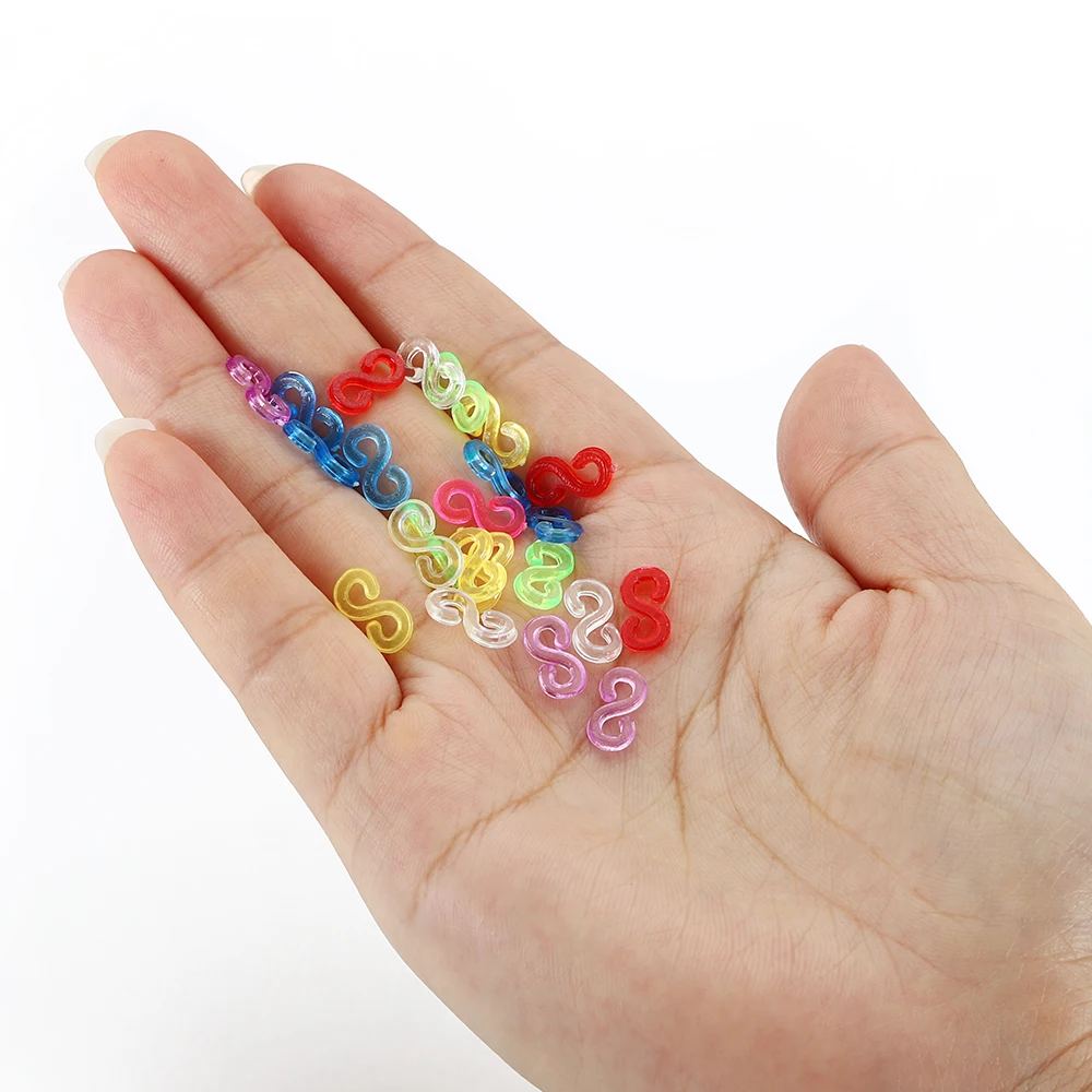 500pcs 11x6mm Colorful Rubber S Clips Connector Clasp Hook for Jewelry Making DIY Findings