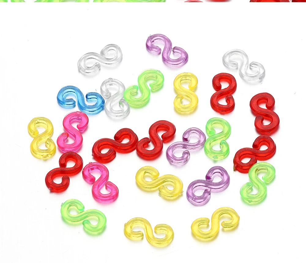 500pcs 11x6mm Colorful Rubber S Clips Connector Clasp Hook for Jewelry Making DIY Findings