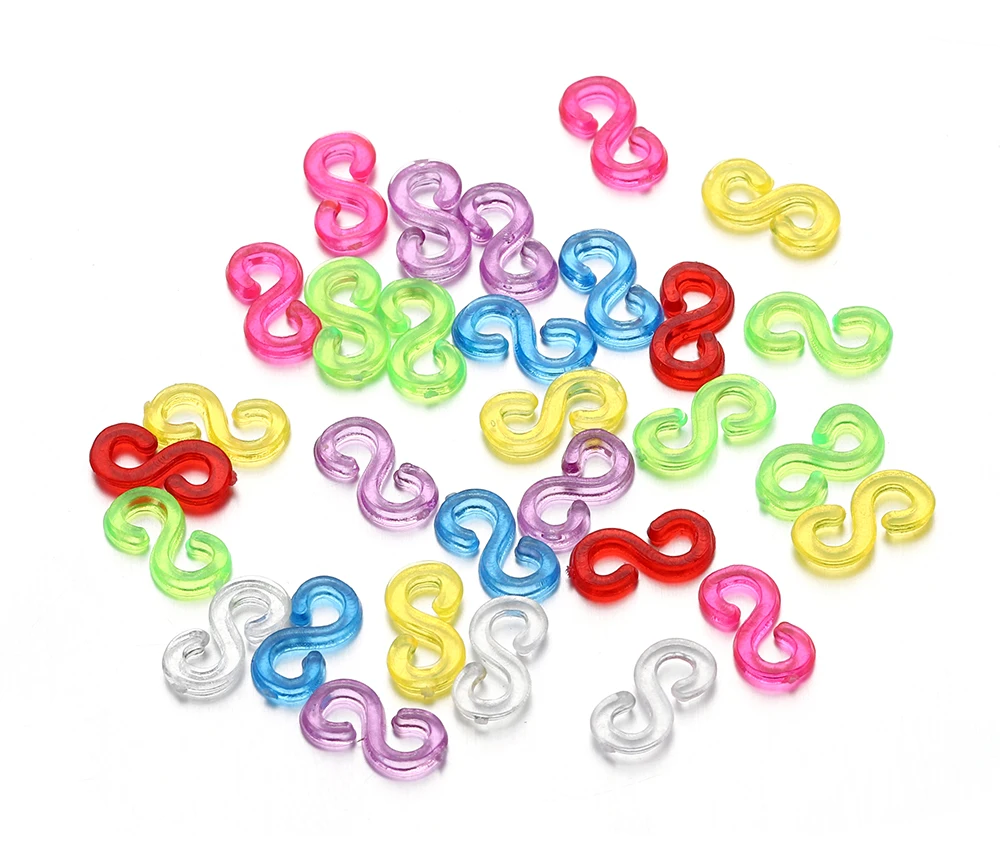 500pcs 11x6mm Colorful Rubber S Clips Connector Clasp Hook for Jewelry Making DIY Findings