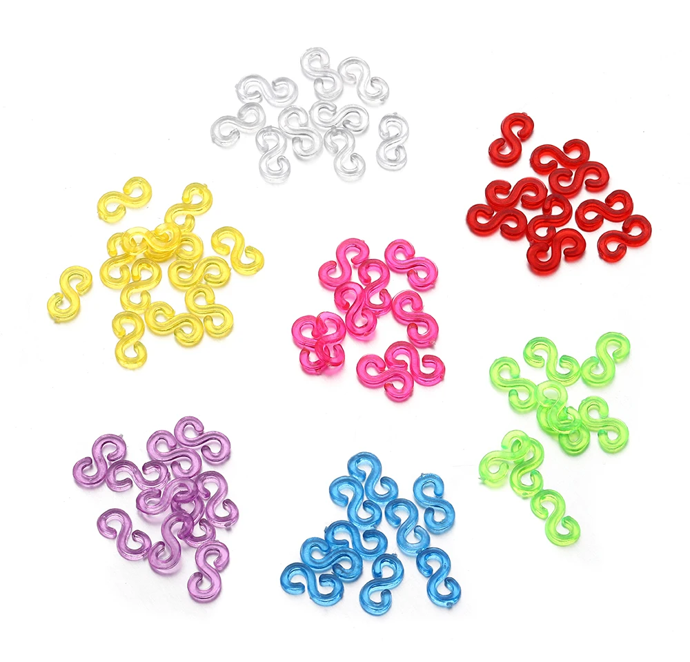 500pcs 11x6mm Colorful Rubber S Clips Connector Clasp Hook for Jewelry Making DIY Findings