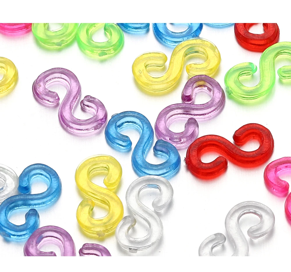500pcs 11x6mm Colorful Rubber S Clips Connector Clasp Hook for Jewelry Making DIY Findings