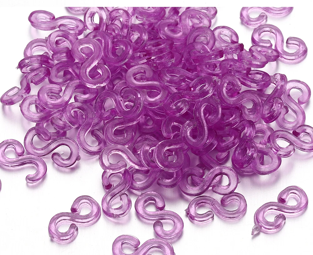 500pcs 11x6mm Colorful Rubber S Clips Connector Clasp Hook for Jewelry Making DIY Findings