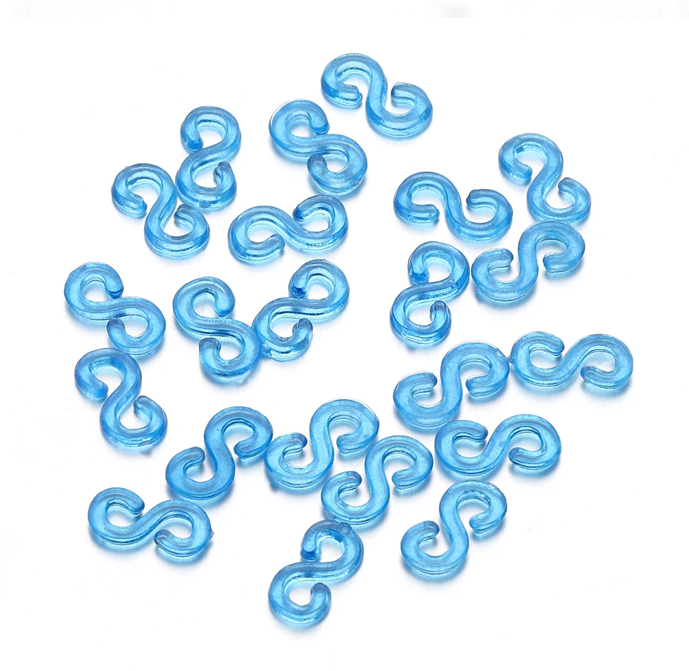 500pcs 11x6mm Colorful Rubber S Clips Connector Clasp Hook for Jewelry Making DIY Findings