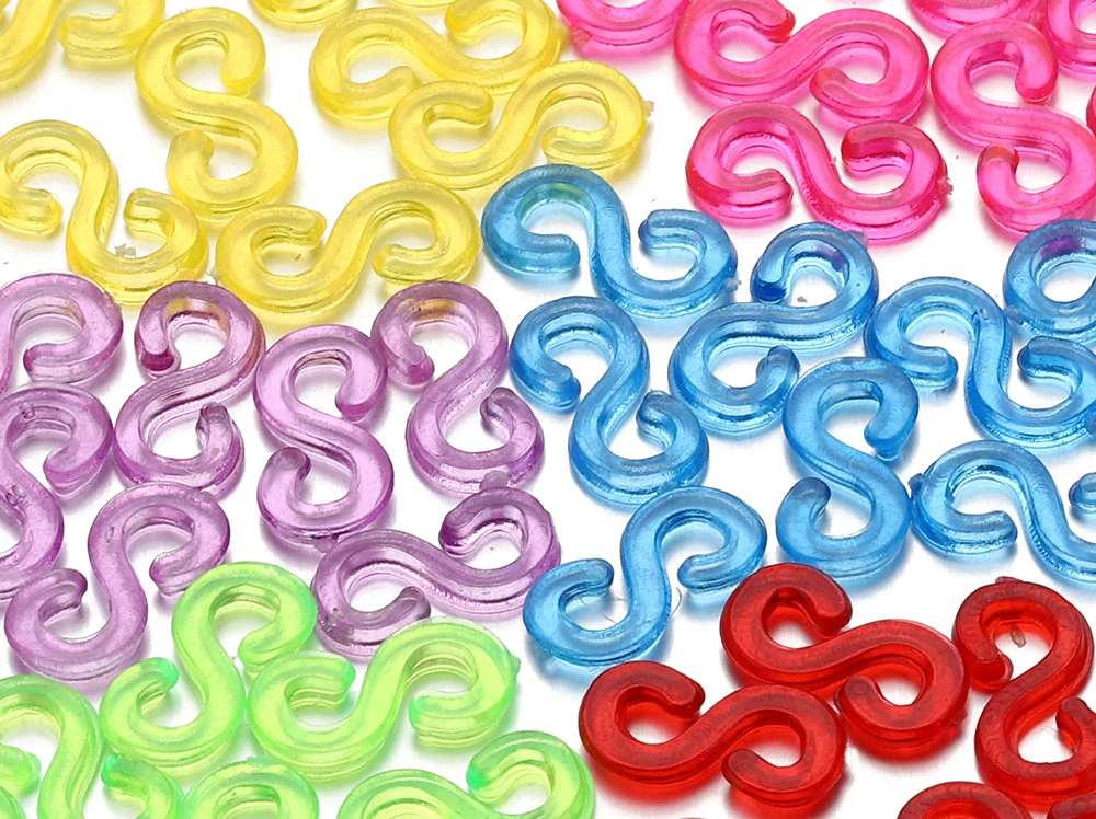 500pcs 11x6mm Colorful Rubber S Clips Connector Clasp Hook for Jewelry Making DIY Findings