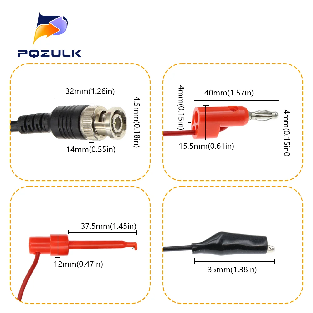 1PCS BNC Male Plug To Dual Hook Clip Alligator Clip Banana Plug Test Lead For For Oscilloscope/Multimeter