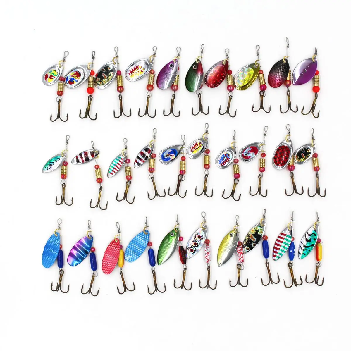 ZWICKE 30pcs Spinner Fishing Lure Kit Metal Sequin Spoon Hard Bait Fishing Wobblers Set Fishing Tackle Isca Atificial Lure Pesca