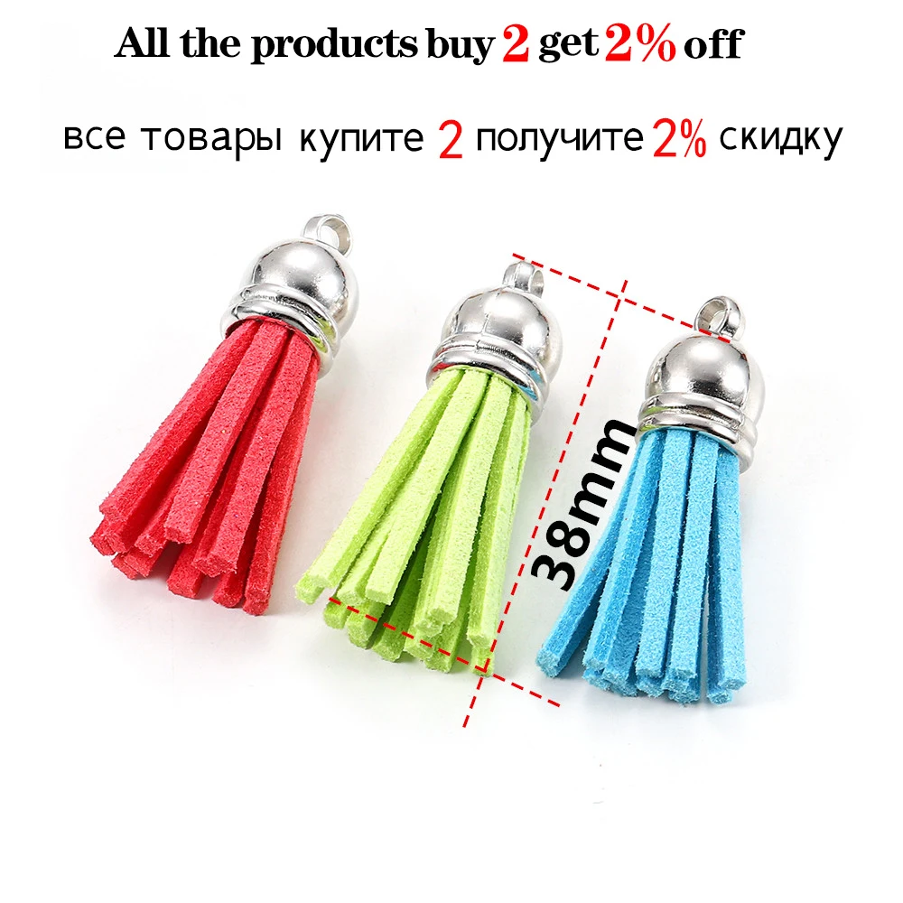 20-60pcs/lot 38mm Tassel Vintage Leather Tassels Fringe for Purl Macrame Pendant For DIY Jewelry Making Supplies Accessories