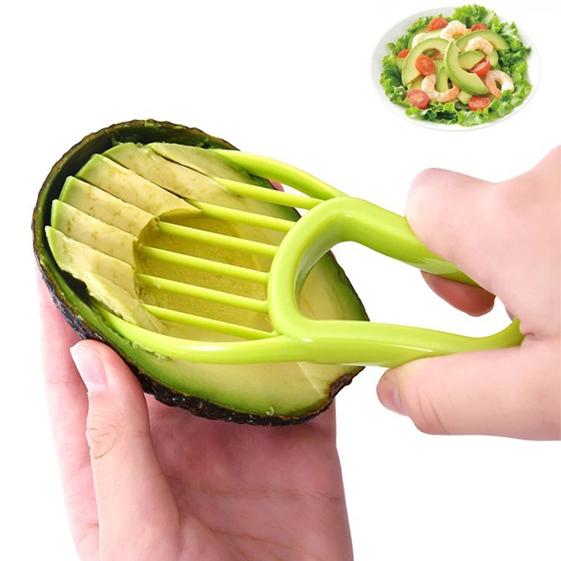 3 In 1 Avocado Slicer Shea Corer Butter Fruit Peeler Cutter Pulp Separator Plastic Knife Kitchen Vegetable Tools Kitchen Gadgets
