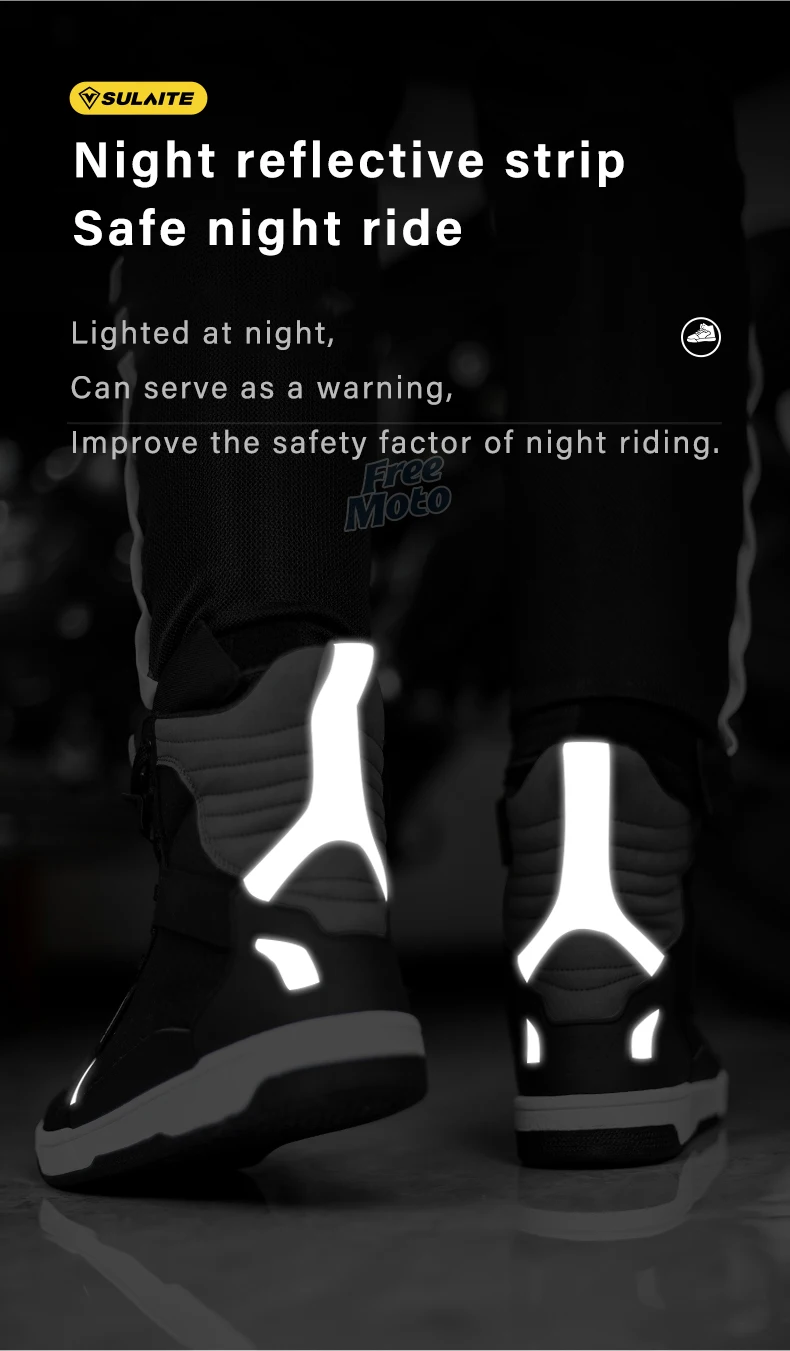 Men Motorcycle Boots Breathable Anti-fall Rider Road Racing Casual Shoes Boots Gear Shift Rubber Sole Reflective Motorbike Shoes