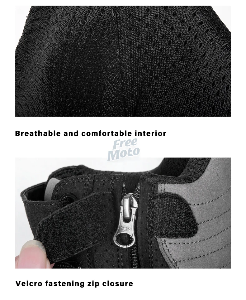 Men Motorcycle Boots Breathable Anti-fall Rider Road Racing Casual Shoes Boots Gear Shift Rubber Sole Reflective Motorbike Shoes