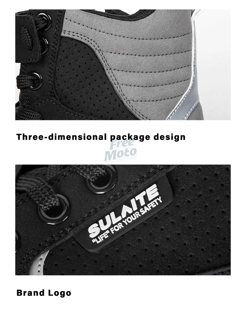 Men Motorcycle Boots Breathable Anti-fall Rider Road Racing Casual Shoes Boots Gear Shift Rubber Sole Reflective Motorbike Shoes