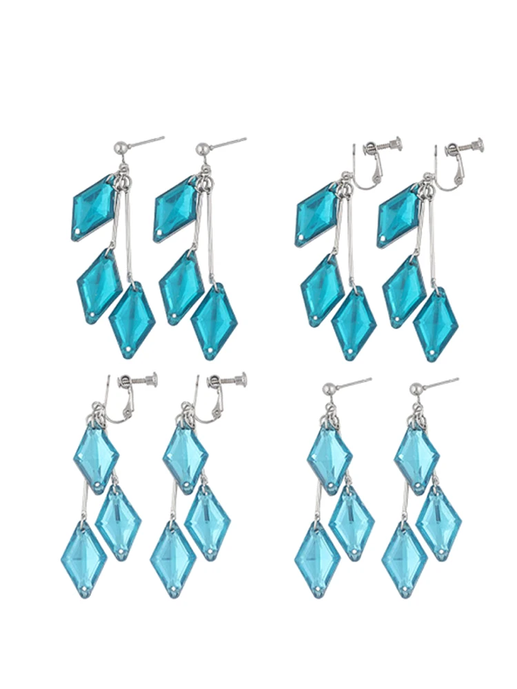 Twisted Wonderland The Little Mermaid Earrings for Women Floyd Clip Earrings Geometry Aesthetic Tassel Ear Clip Jewelry