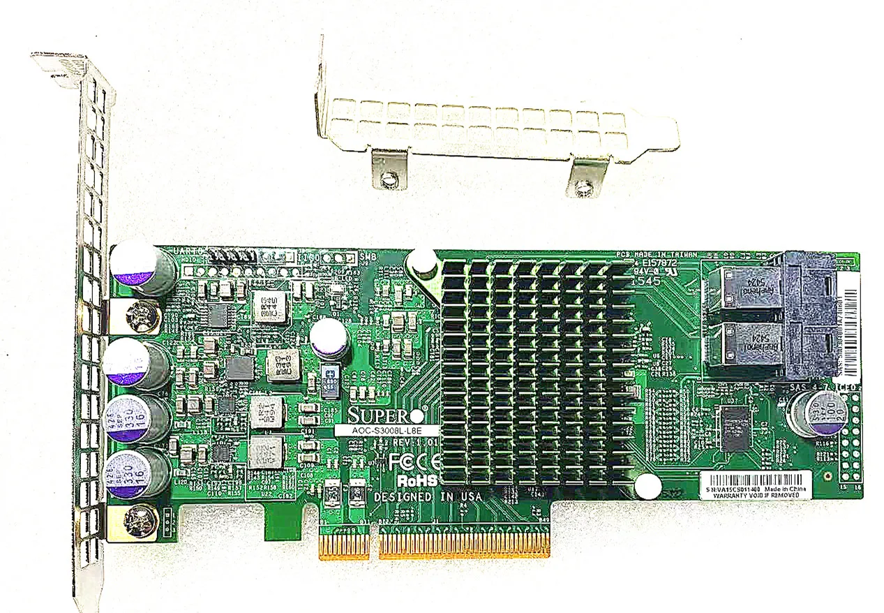 Supermicro AOC-S3008L-L8E LSI 9300-8i 12Gbps SAS HBA IT Mode ZFS FreeNAS unRAID+8643 Cable*2