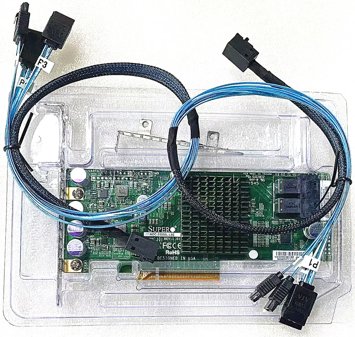Supermicro AOC-S3008L-L8E LSI 9300-8i 12Gbps SAS HBA IT Mode ZFS FreeNAS unRAID+8643 Cable*2
