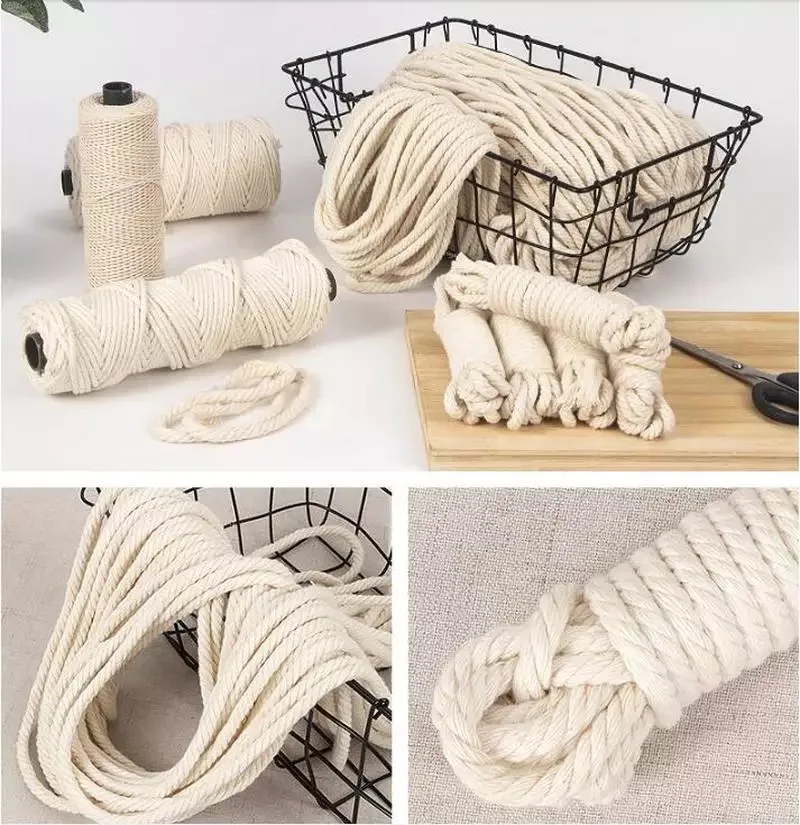 Handmade Macrame Boho decor 1/2/3/4/5/6/8/10mm Cotton Beige thread Cord Rope Twisted String DIY Home Wedding decoration supply