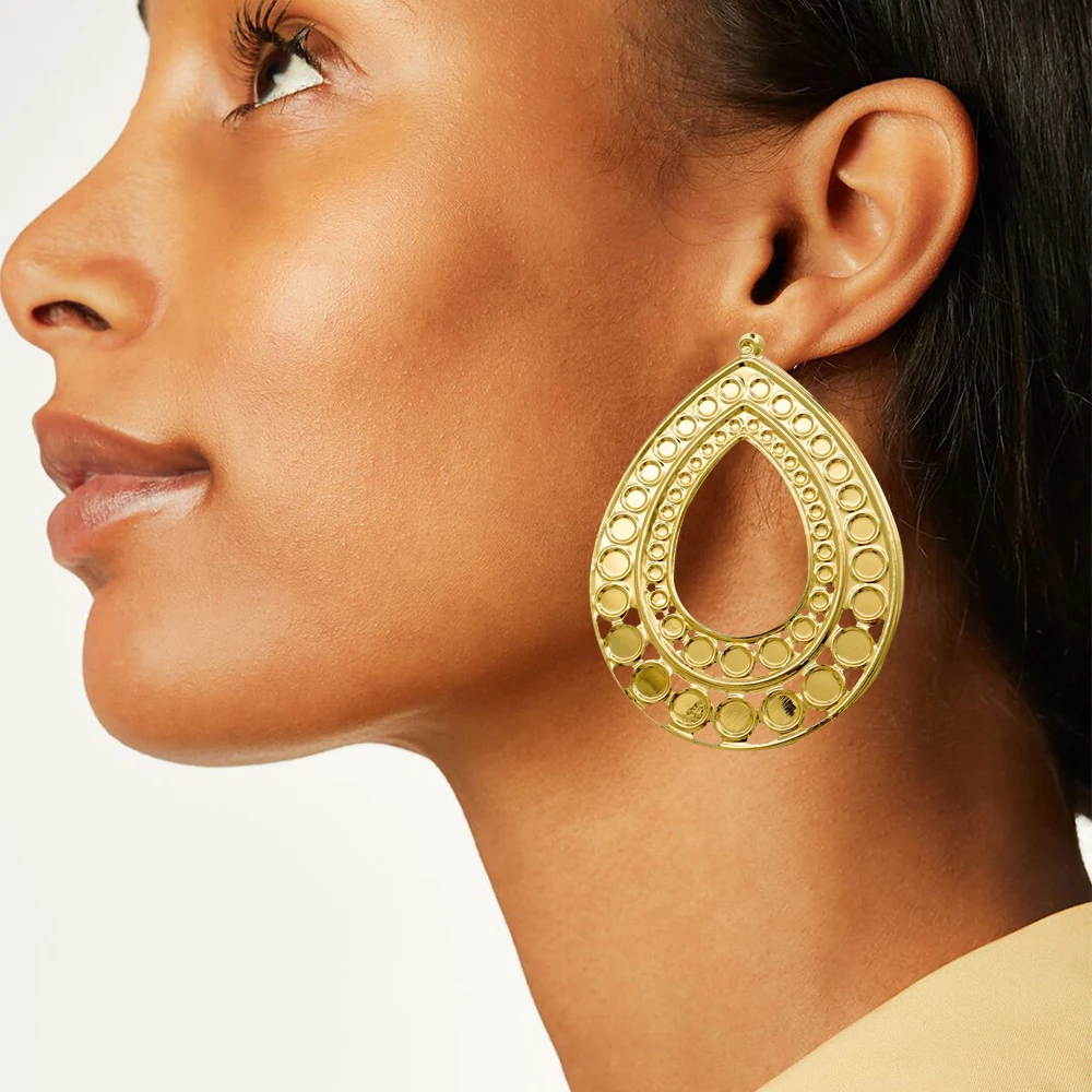 Fine Jewelry Big Round Earrings Stud Big Pendant Dangle Drop Earrings Flower Circle Hoop Earring Wedding Party Gifts