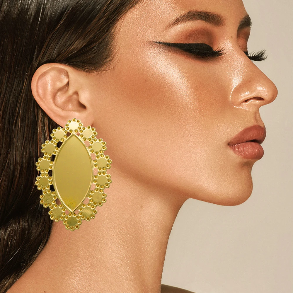 Fine Jewelry Big Round Earrings Stud Big Pendant Dangle Drop Earrings Flower Circle Hoop Earring Wedding Party Gifts