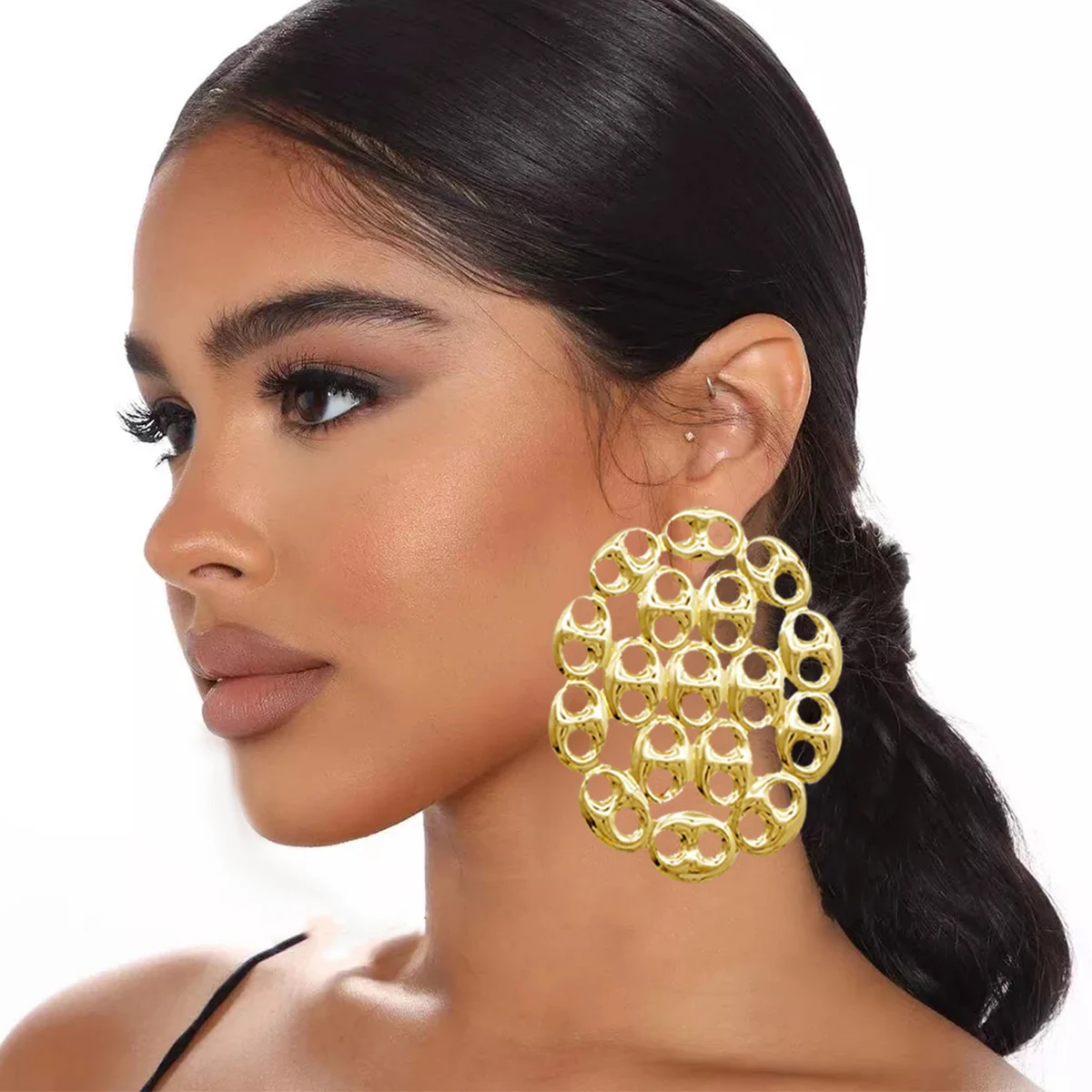 Fine Jewelry Big Round Earrings Stud Big Pendant Dangle Drop Earrings Flower Circle Hoop Earring Wedding Party Gifts