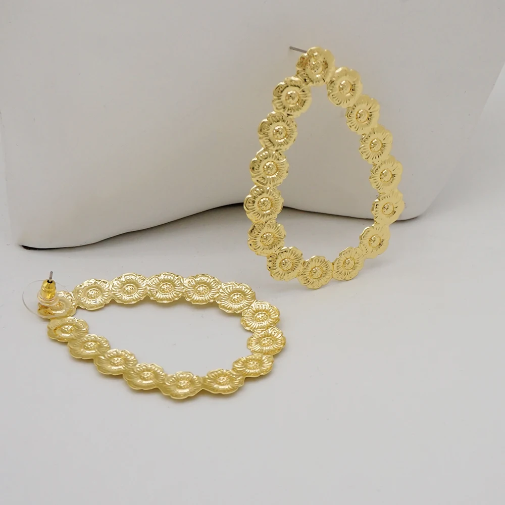Fine Jewelry Big Round Earrings Stud Big Pendant Dangle Drop Earrings Flower Circle Hoop Earring Wedding Party Gifts