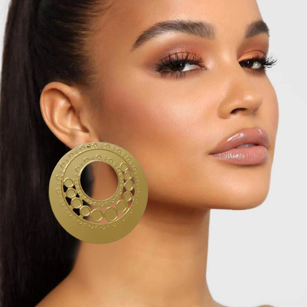 Fine Jewelry Big Round Earrings Stud Big Pendant Dangle Drop Earrings Flower Circle Hoop Earring Wedding Party Gifts