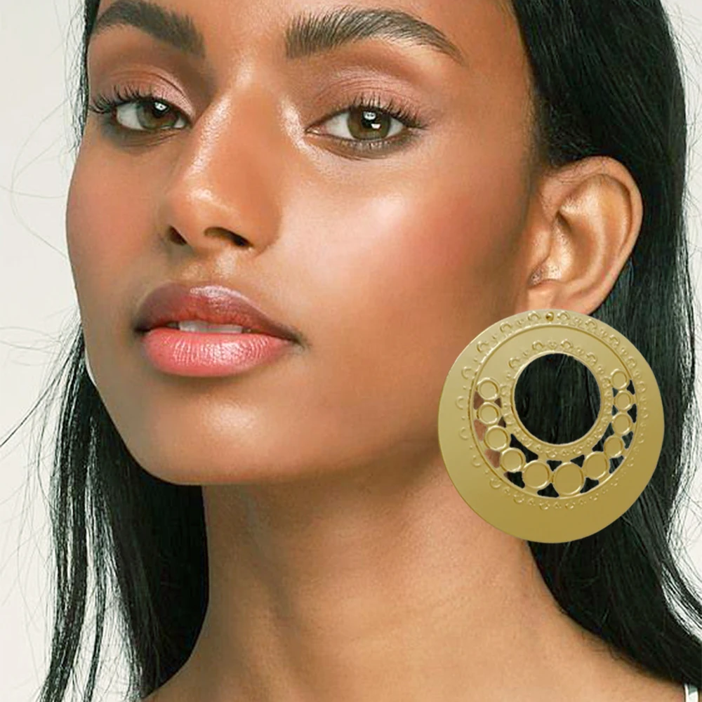 Fine Jewelry Big Round Earrings Stud Big Pendant Dangle Drop Earrings Flower Circle Hoop Earring Wedding Party Gifts