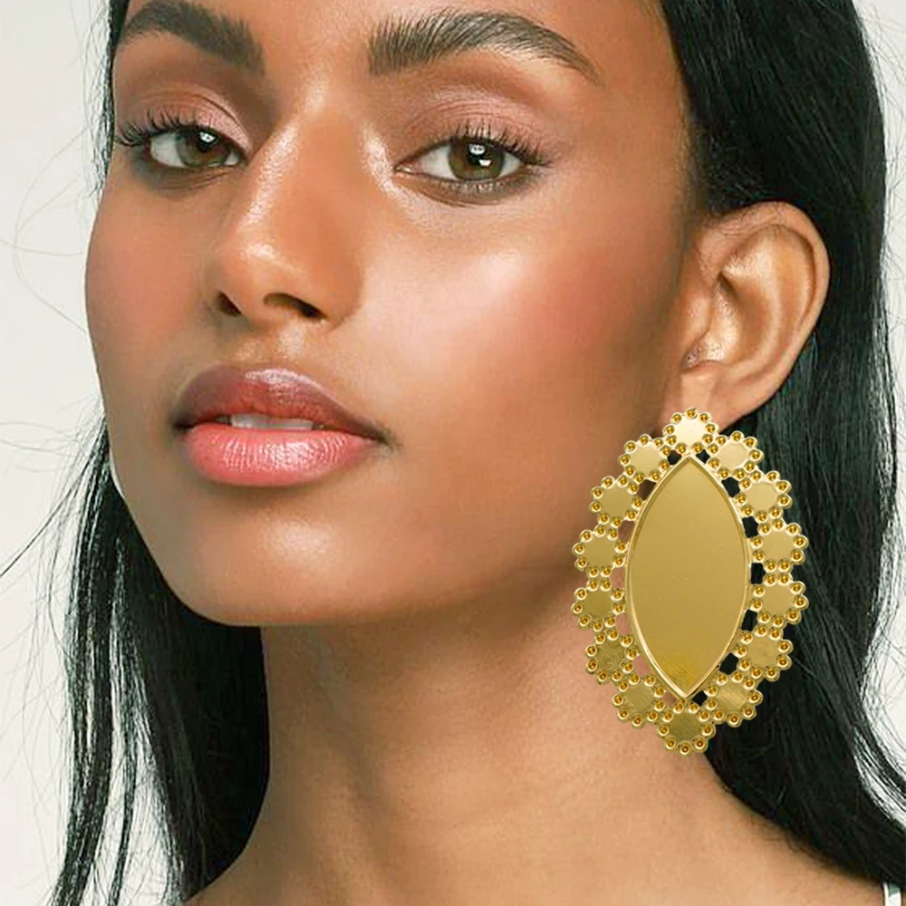 Fine Jewelry Big Round Earrings Stud Big Pendant Dangle Drop Earrings Flower Circle Hoop Earring Wedding Party Gifts