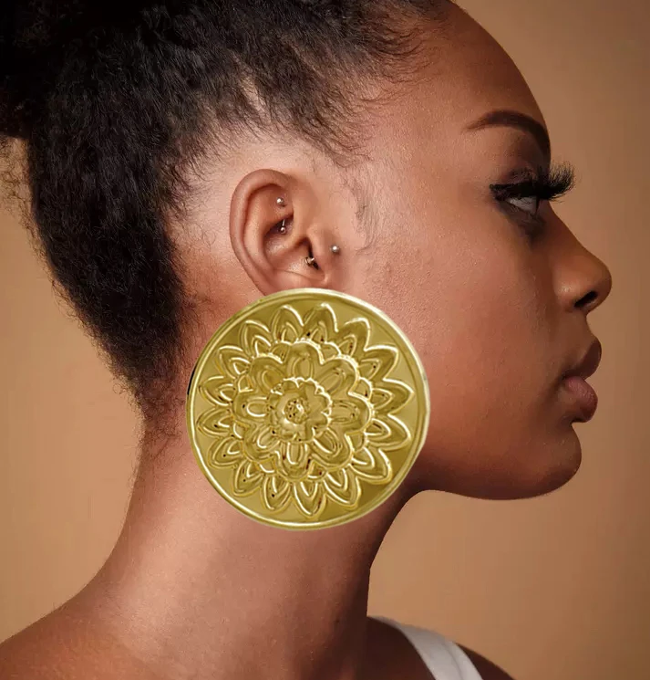 Fine Jewelry Big Round Earrings Stud Big Pendant Dangle Drop Earrings Flower Circle Hoop Earring Wedding Party Gifts