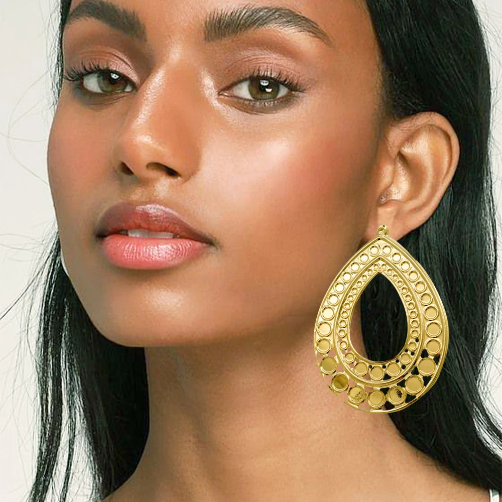 Fine Jewelry Big Round Earrings Stud Big Pendant Dangle Drop Earrings Flower Circle Hoop Earring Wedding Party Gifts