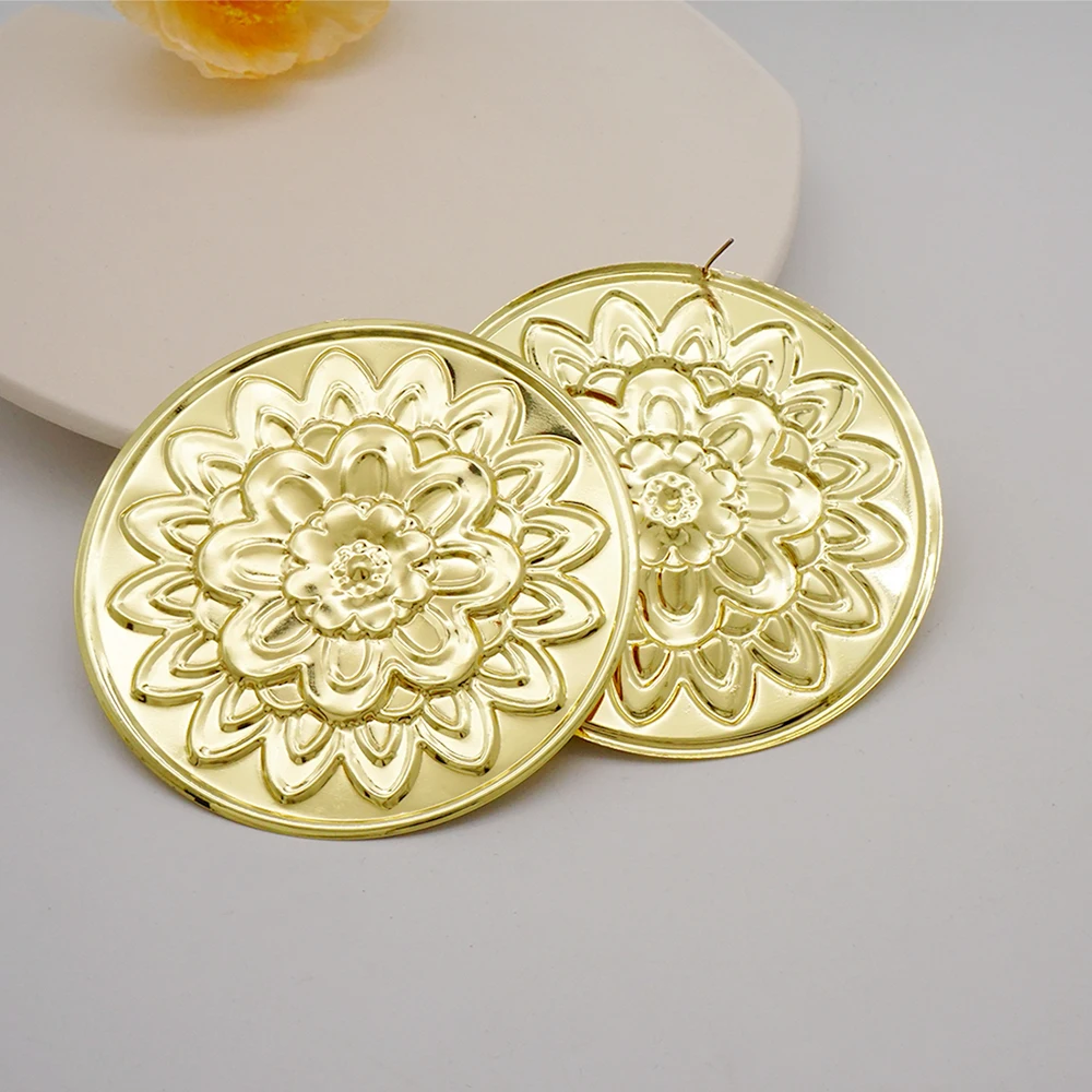 Fine Jewelry Big Round Earrings Stud Big Pendant Dangle Drop Earrings Flower Circle Hoop Earring Wedding Party Gifts