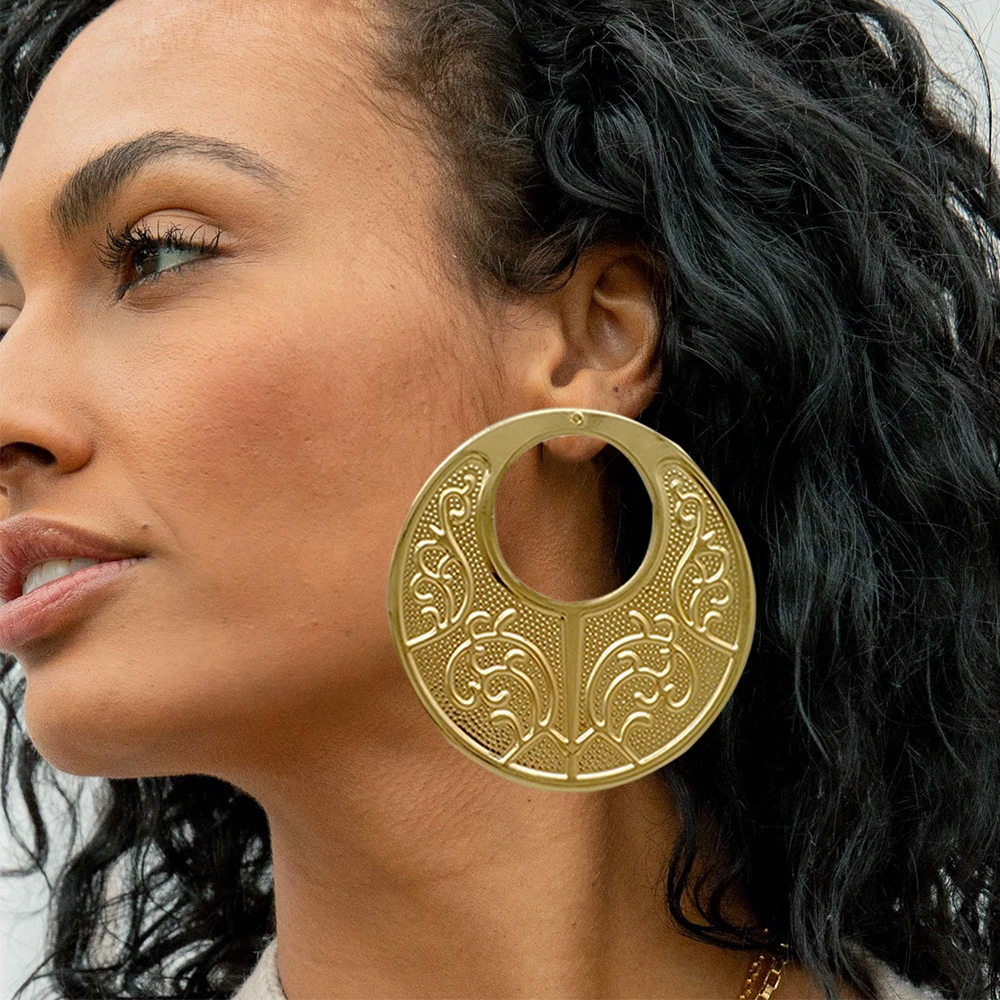 Fine Jewelry Big Round Earrings Stud Big Pendant Dangle Drop Earrings Flower Circle Hoop Earring Wedding Party Gifts