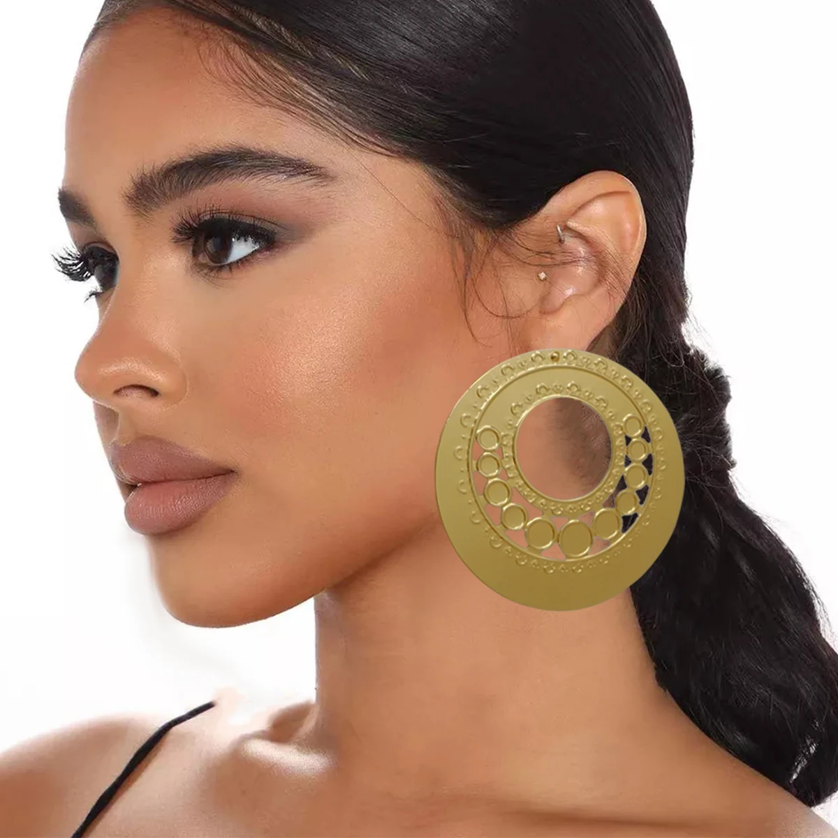 Fine Jewelry Big Round Earrings Stud Big Pendant Dangle Drop Earrings Flower Circle Hoop Earring Wedding Party Gifts