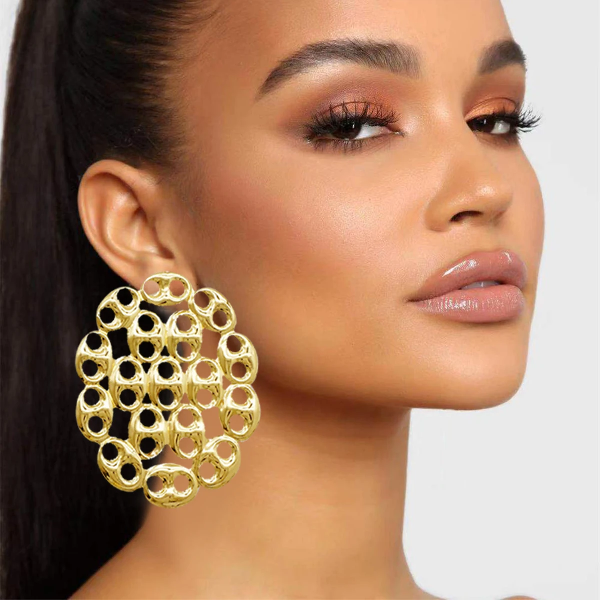 Fine Jewelry Big Round Earrings Stud Big Pendant Dangle Drop Earrings Flower Circle Hoop Earring Wedding Party Gifts