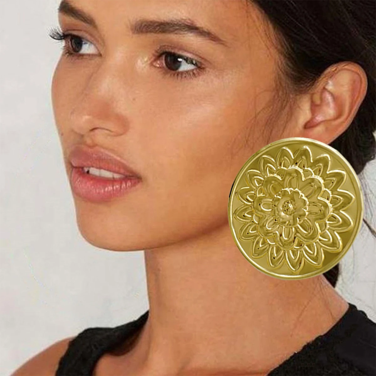 Fine Jewelry Big Round Earrings Stud Big Pendant Dangle Drop Earrings Flower Circle Hoop Earring Wedding Party Gifts